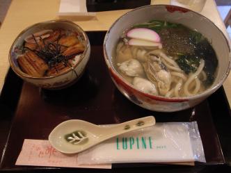 ミニ穴子丼＋牡蠣うどん